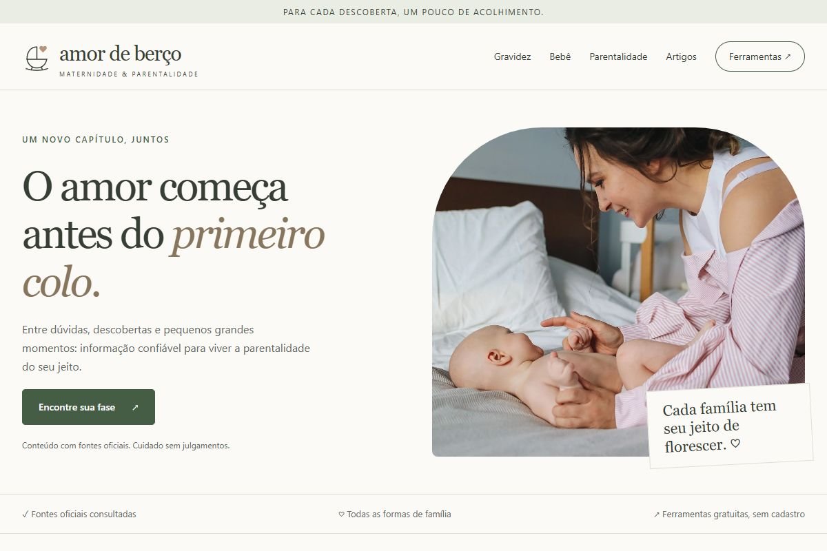 Página inicial de Amor de Berço