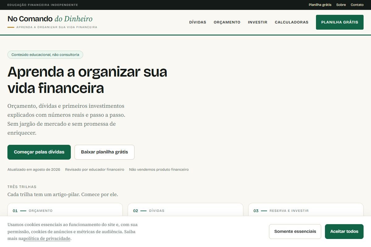Página inicial de No Comando do Dinheiro