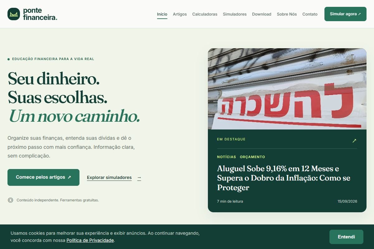 Página inicial de Ponte Financeira